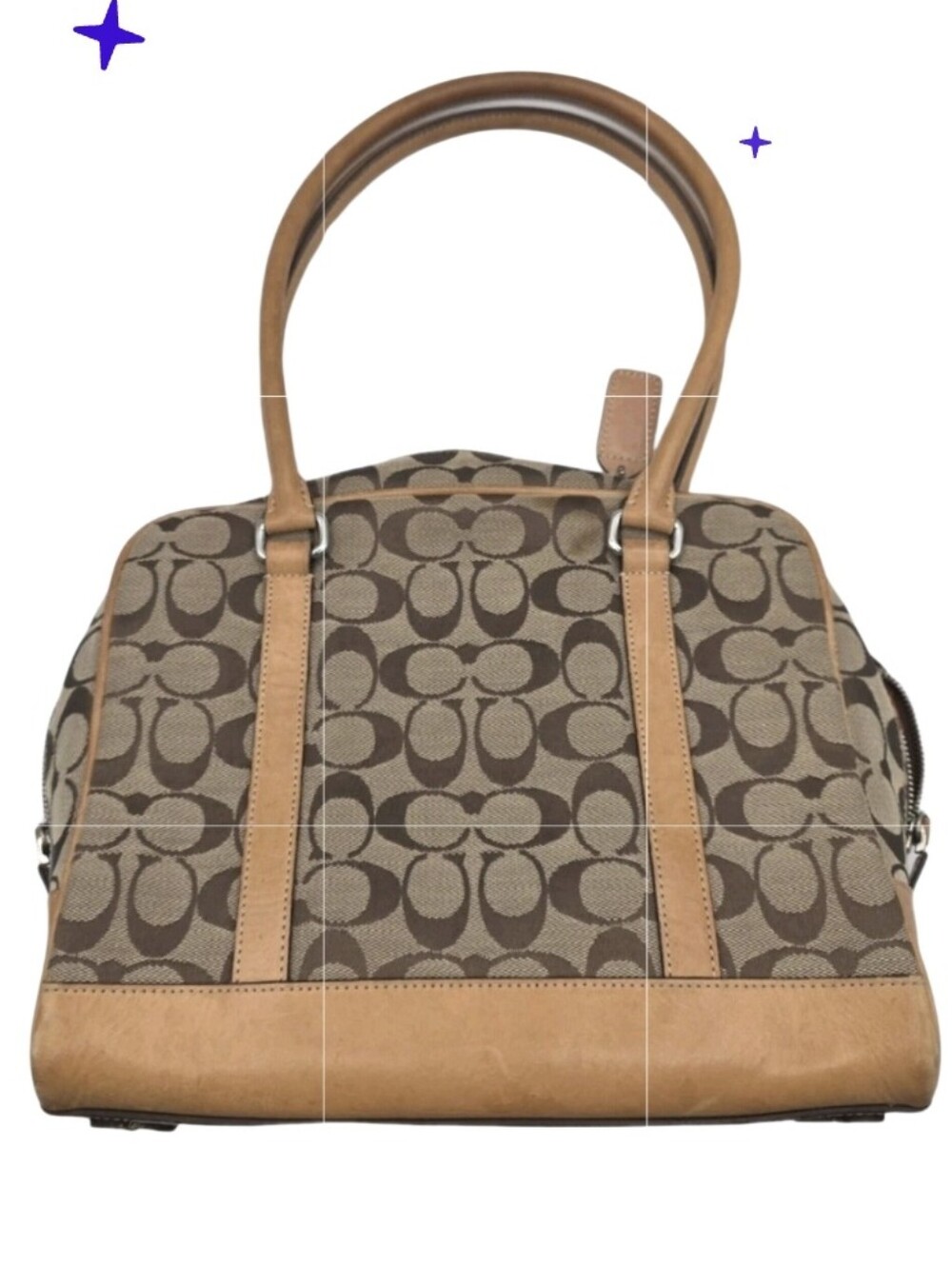 Coach Signature Tan Canvas Shoulder Handbag 6097 Leather Trim Vintage Authentic - Picture 2 of 13